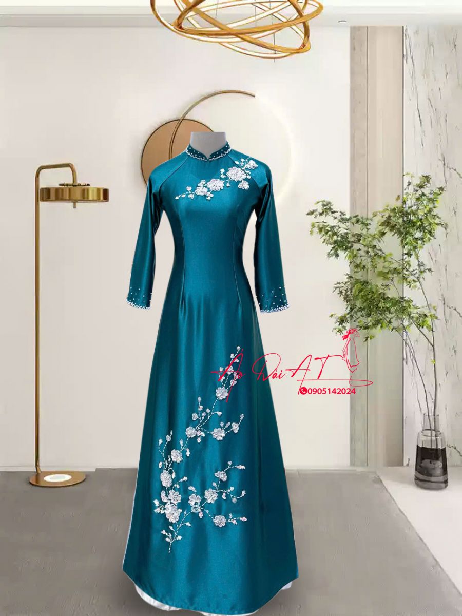 Aó dài bà sui màu xanh noa size lớn